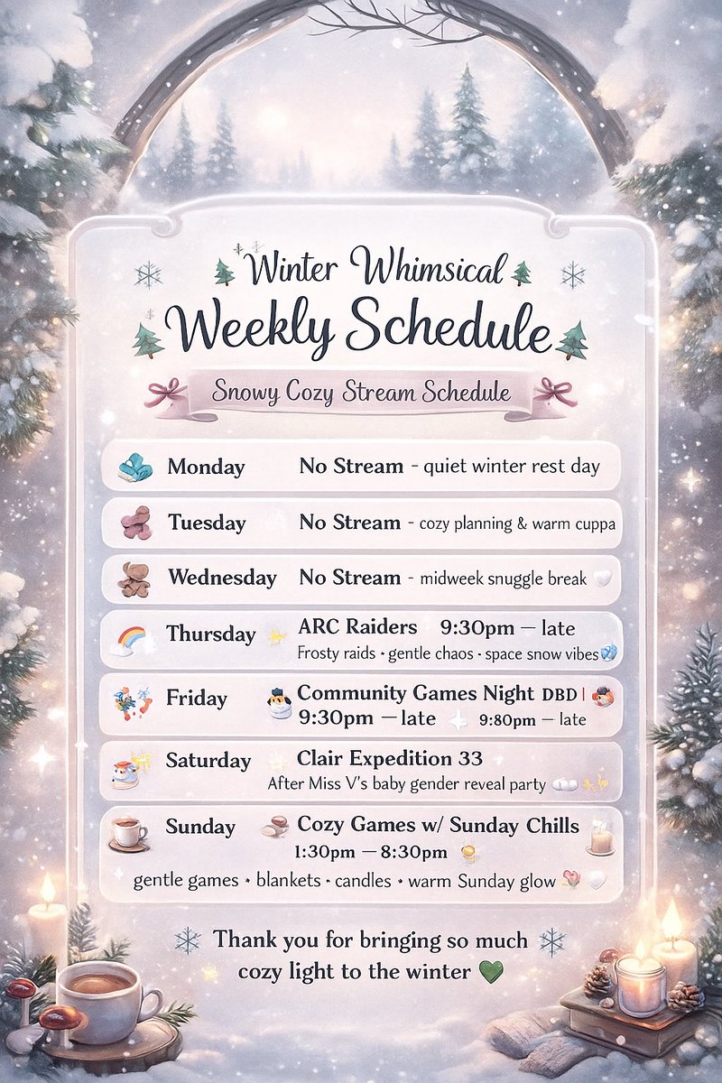 SimmerNroll's tweet image. Schedule for this week