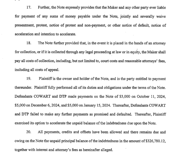 RocketScam24978's tweet image. Self proclaimed &quot;insider&quot; and &quot;profitable trading&quot; Guru micro influencer John Matthew Cowart, aka Rocketscooter, gets sued by legal team on 6/10/2025 for failing to pay bills despite a monthly payment arrangement of only $5,000 per month.  He appeared pro se (without a lawyer)