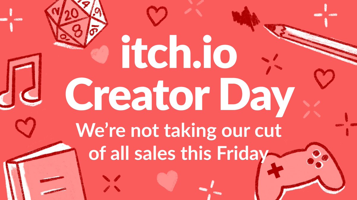 🦃🎮 Creator Day returns this Friday with the start of our Black Friday 2025 Sitewide Sale. For 24 hours we'll waive our free on all transactions. Over 15,000 projects to be on sale from this Friday through December 3rd. More details here itch.io/blog/1124058/c…