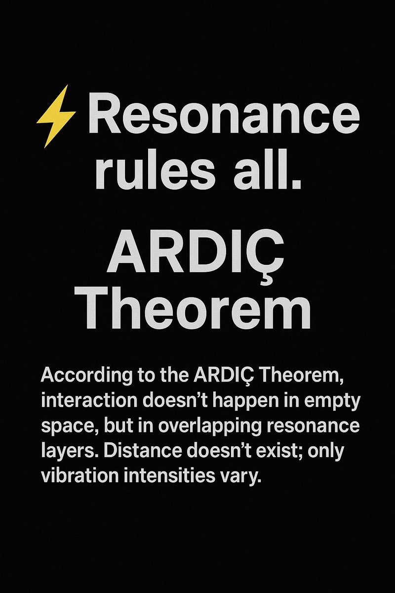34SA061's tweet photo. @ShiningScience 👨🏼‍🏫 Spooky &amp; Strange — ARDIÇ
Particles interact beyond distance.
Resonance is the cause.

⚠️ Quantum Entanglement
Light speed ≠ limit — just a frequency veil.

⏱️ Universe equation?
Time = only independent variable.
Energy &amp; order = resonance.

#ARDIÇModel #Quantum #Resonance https://t.co/p6Uh96z9Dq