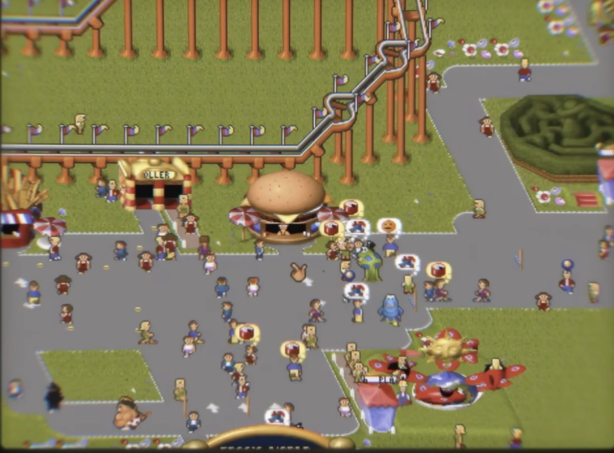 The old school gamer in me absolutely love the nostalgia lore of a 17yr old <a href="/demishassabis/">Demis Hassabis</a> writing the ”AI” in bullfrogs Theme Park game. The mechanics of placing free but super salty french fries🍟 next to a $99 soda🥤 stand probably introduced me to economics as a kid