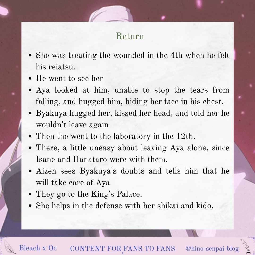 hinosenpai's tweet photo. With this we finish the first line of lore, the one that corresponds to the #byaya 😁
#BleachOC #AyaShidou #yumetwt #loreoc #oclore #ocxcanon https://t.co/RDodtMddBC