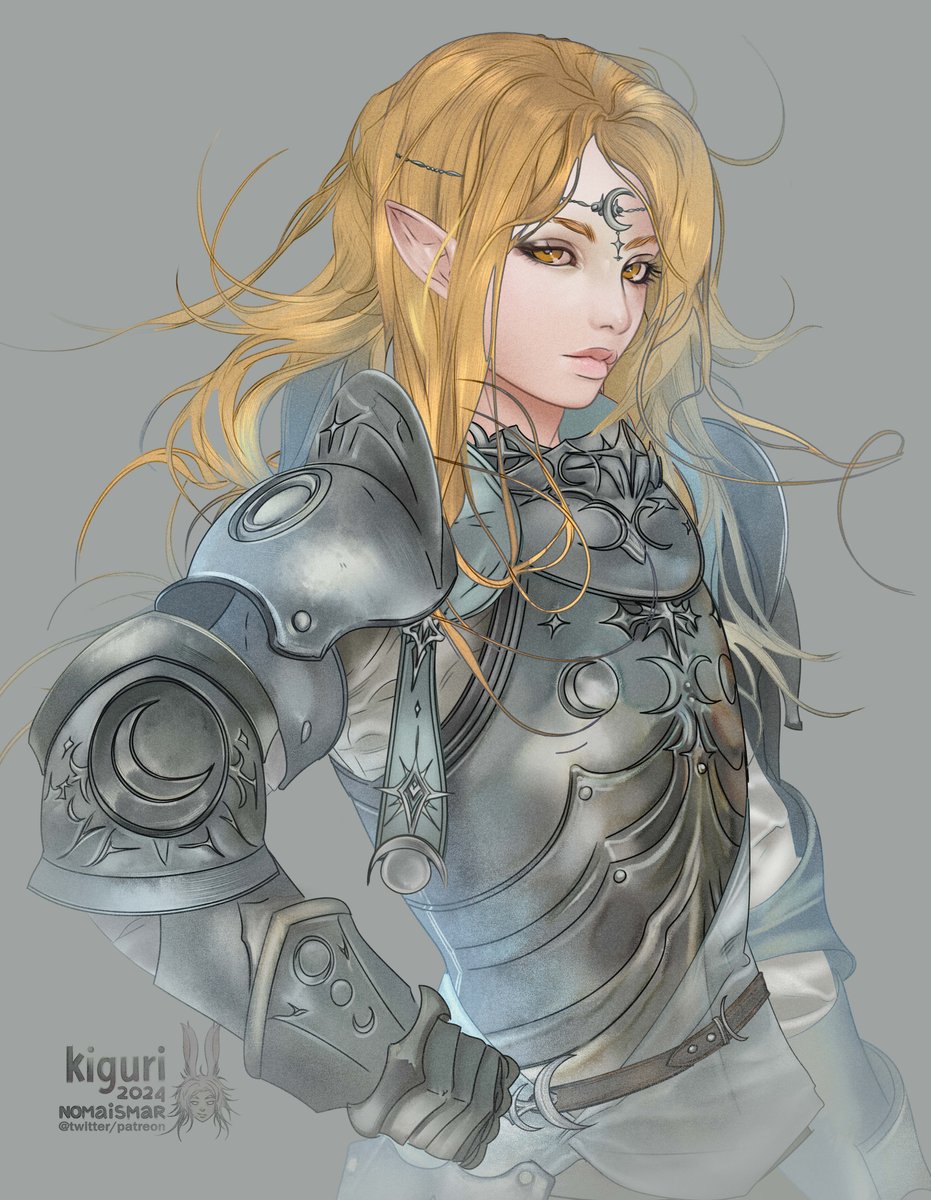 nomaismar's tweet image. Half body full color this time. Was asked to design a moon inspired armor for this DnD character, Thea
#ConceptArt #CharacterDesign #FantasyArt