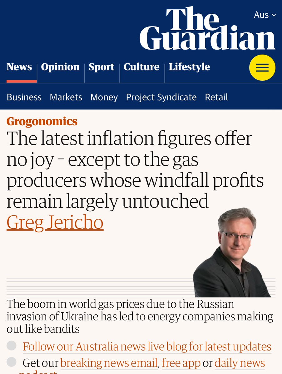 MarkOgge's tweet image. Hey patriots!
Interesting that while Australians are doing it tough, our governments are letting a handful of global gas corporates export 80% of our gas, giving them over half that gas for free, and letting them price gouge us for our own gas. 

theguardian.com/business/grogo…