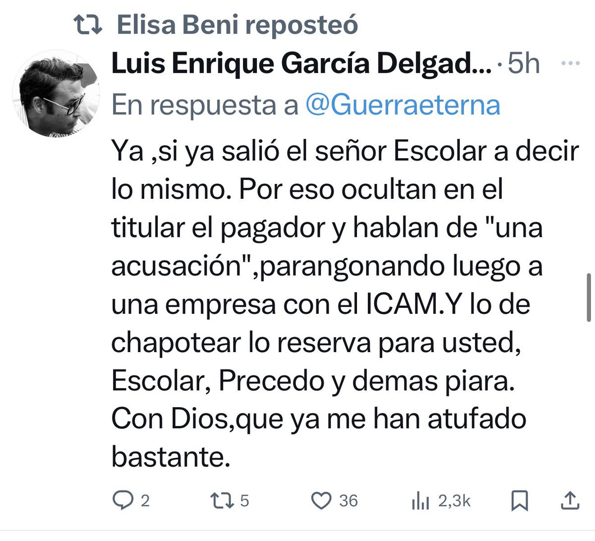 iescolar's tweet image. Lamento tu salida, Elisa. Pero no puedo permitir que una columnista insulte a los periodistas de @eldiarioes y los acuse de manipular.