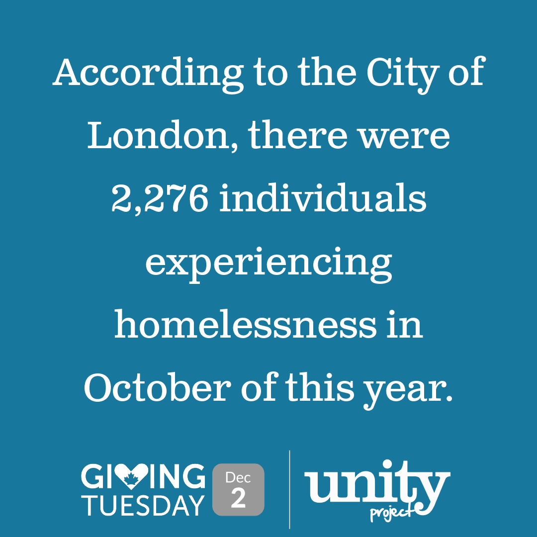 UnityProjectLdn's tweet image. ❗There were 2K+ experiencing homelessness in #LdnOnt in Oct.❗

Give the gift of home this @GivingTuesdayCa. Gifts matched up to $5,000 by Ron &amp;amp; Susan Holliday. 

Join us Dec 2 for a day of kindness: free snacks, warm drinks + donation drive. Learn more: unityproject.ca/giving-tuesday