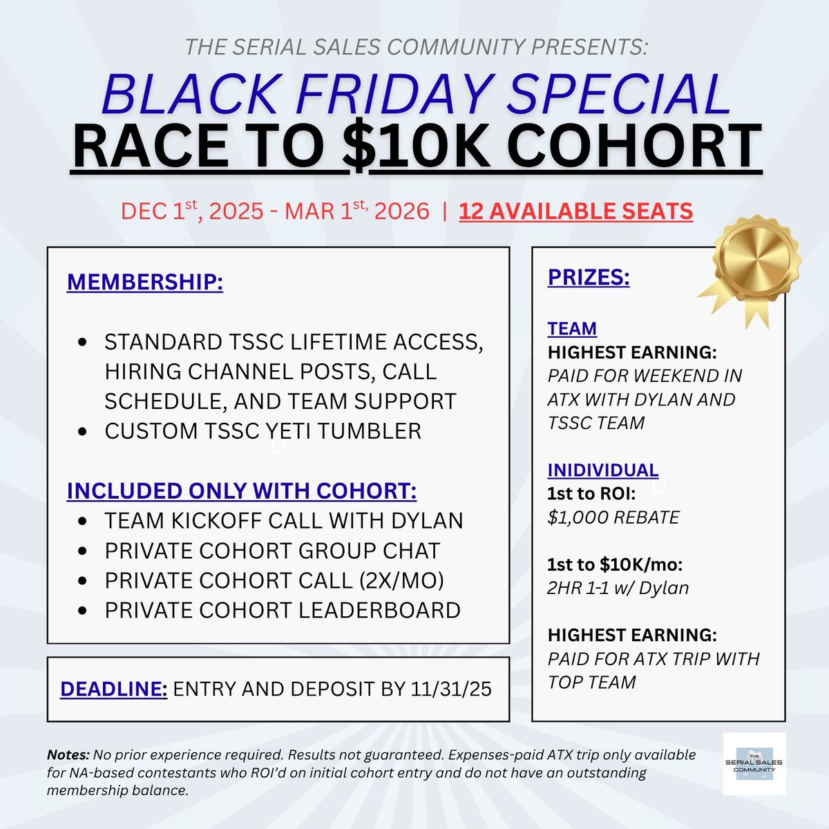 serialsales's tweet image. Wrapping up spots for our “race to $10k” cohort here shortly

You have just a few more days to join us

Will we see you there?

Or will you keep kicking the can?

Book with us below if you’re ready to change it all