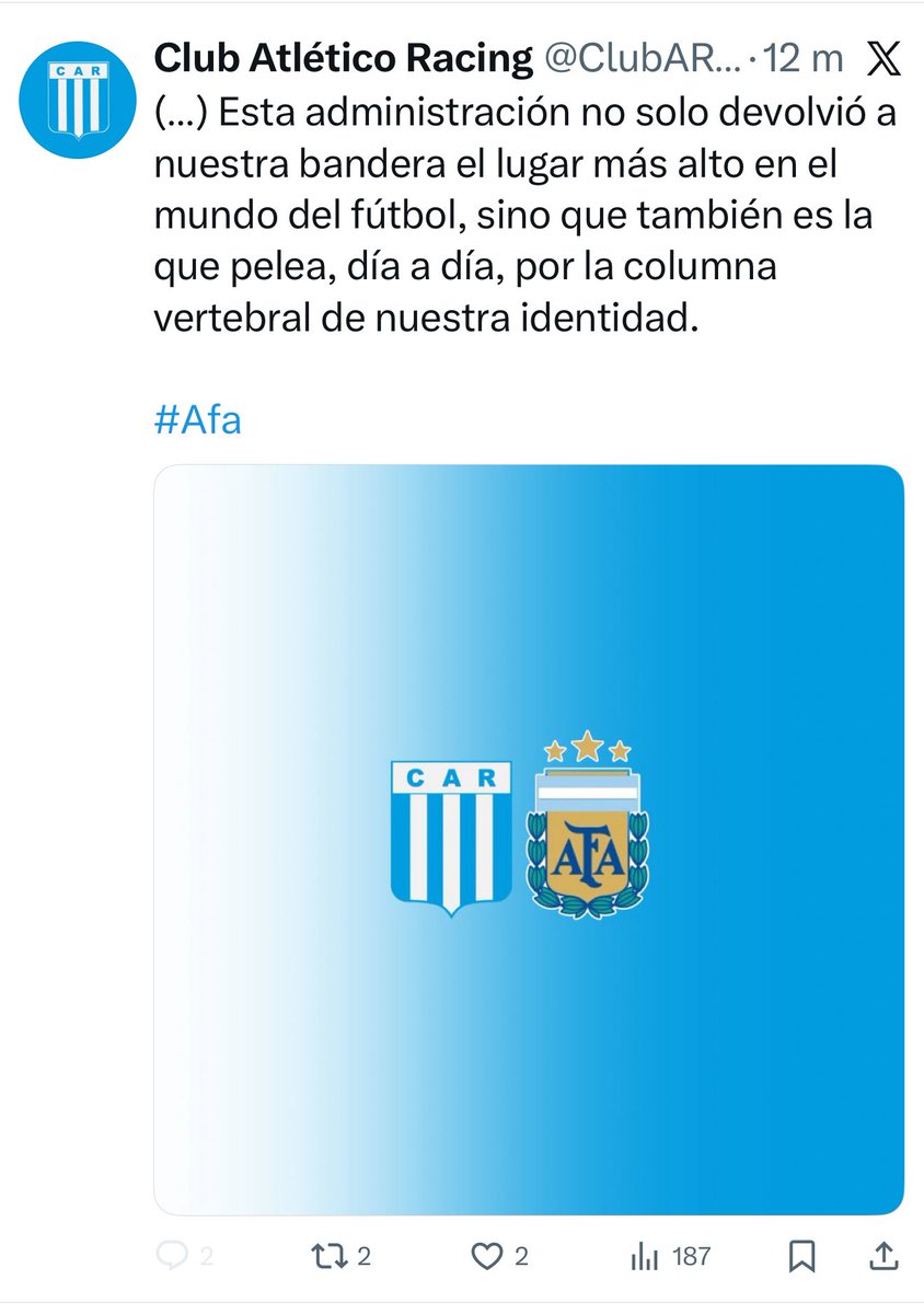 Como socio de <a href="/ClubARacing/">Club Atlético Racing</a> no comparto esta publicación y menos que hayan desactivado los comentarios, estos hdp fueron los mismos que nos robaron en Arsenal , RACING NO ES BOTÓN NI SECA NUCAS DE NADIE , BORRÁ CM A NOSOTROS NADIE NOS REGALÓ NUNCA NADA