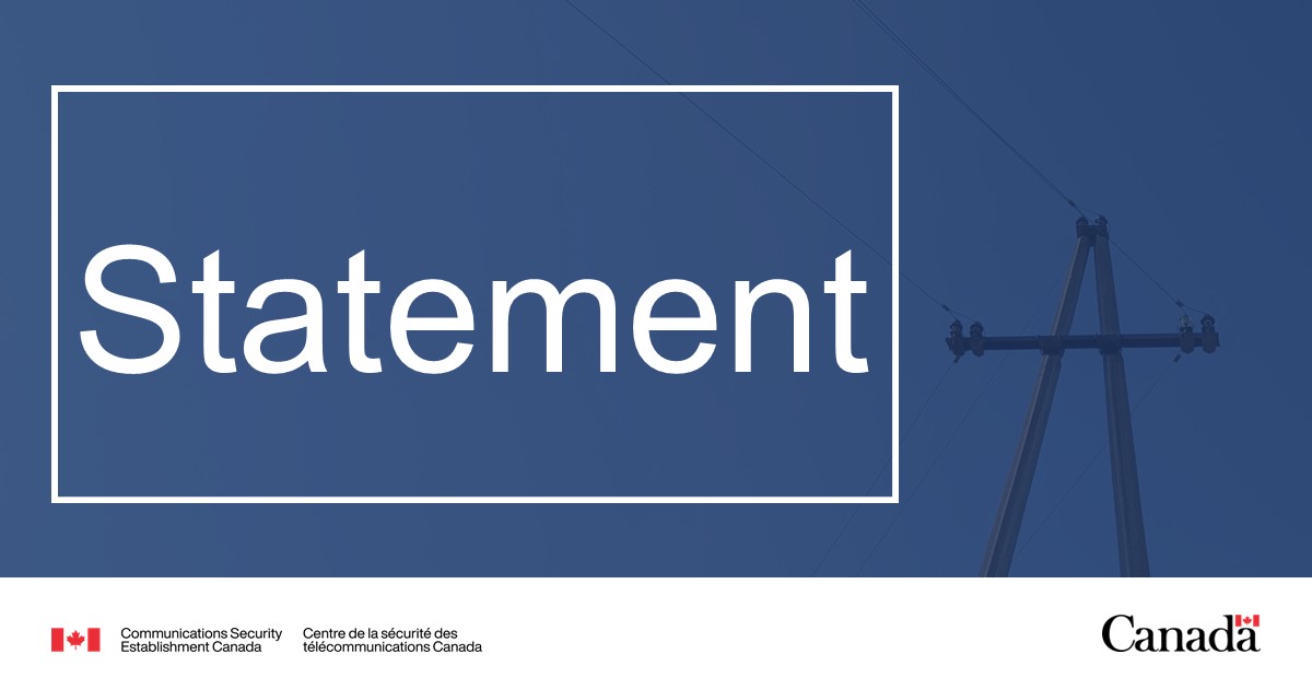 cse_cst's tweet image. Cyber threats against Canada’s #CriticalInfrastructure are growing. Our essential services must be protected.

Today, the Ministers of National Defence and Public Safety issued a joint statement calling for vigilance and action: canada.ca/en/communicati…