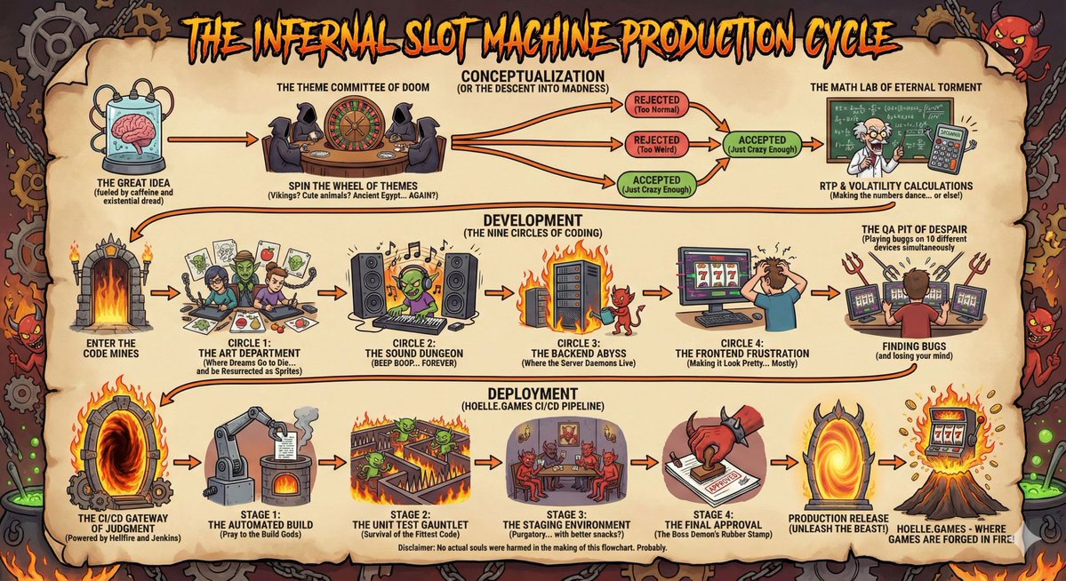 hoellegames's tweet image. We&apos;ve been asked how we produce our games. We decided to have some fun answering this question.

#hölle #gamedev #process