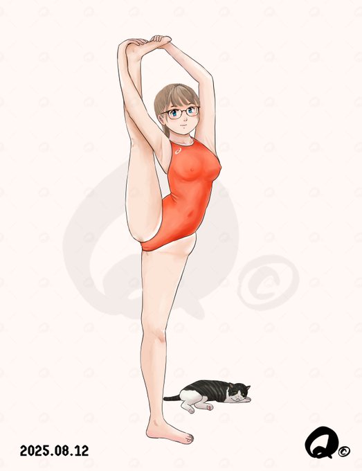 競泳水着でI字バランス(2枚) (1/1)