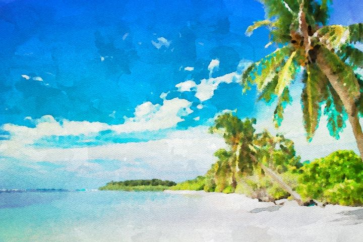 lifemartonline's tweet image. Art of the Day! &quot;Coconut Tree at beatiful river side&quot;. View at: ArtPal.com/rivershore?i=8…