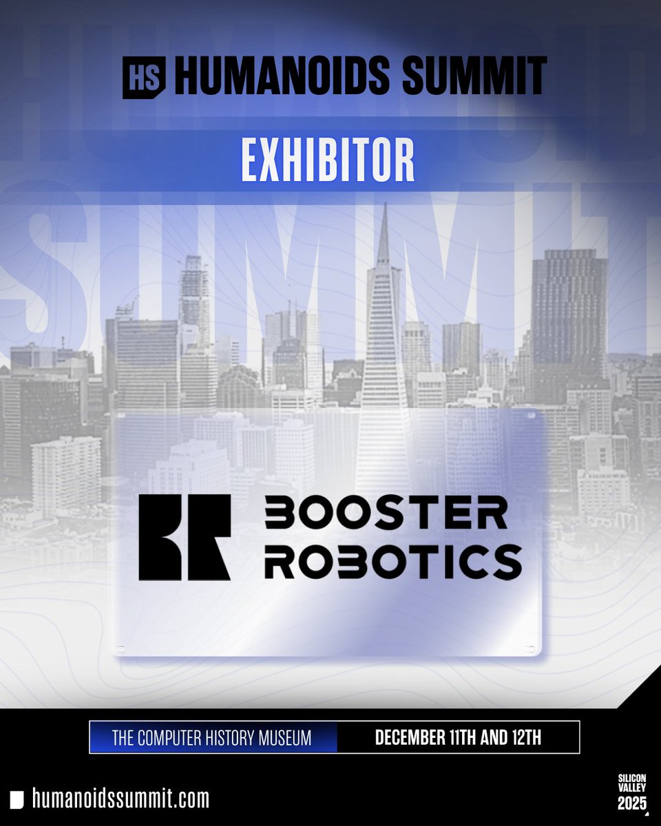 HumanoidsSummit's tweet image. 🔥We’re excited to announce that @boosterobotics will be exhibiting at Humanoids Summit.

Stop by their booth and see how they’re fueling the next wave of embodied AI with hardware, software and motion intelligence.

#HumanoidsSummit #EmbodiedAI #PhysicalAI