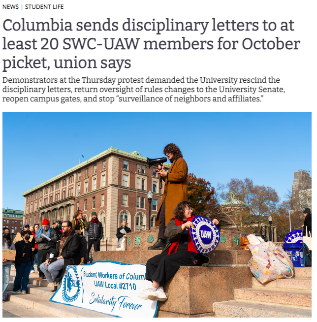 “Disciplining union members for protected, concerted activity reveals just how far Columbia University leadership has fallen, prioritizing political submission to the Trump agenda over fair treatment &amp; rights of their own employees.”  — Todd Wolfson, AAUP President

<a href="/AAUP/">American Association of University Professors</a>