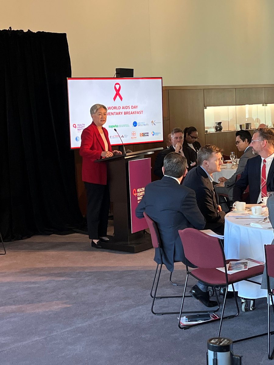 Foreign Minister Senator the Hon. Penny Wong announcing a funding boost of $48 million dollars over six years for the HIV response in the Pacific at the World AIDS Day Parliamentary Breakfast.

<a href="/SenatorWong/">Senator Penny Wong</a> #worldAIDSday