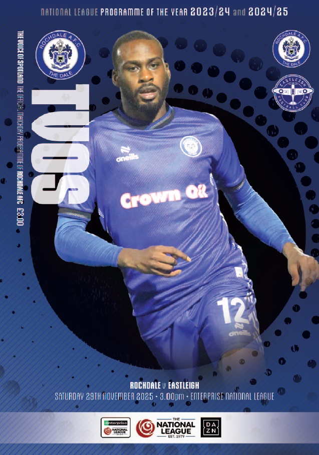 daleprogramme's tweet image. Front cover of #TVOS for this Saturday&apos;s game in the @NL_Enterprise between @officiallydale and @EastleighFC