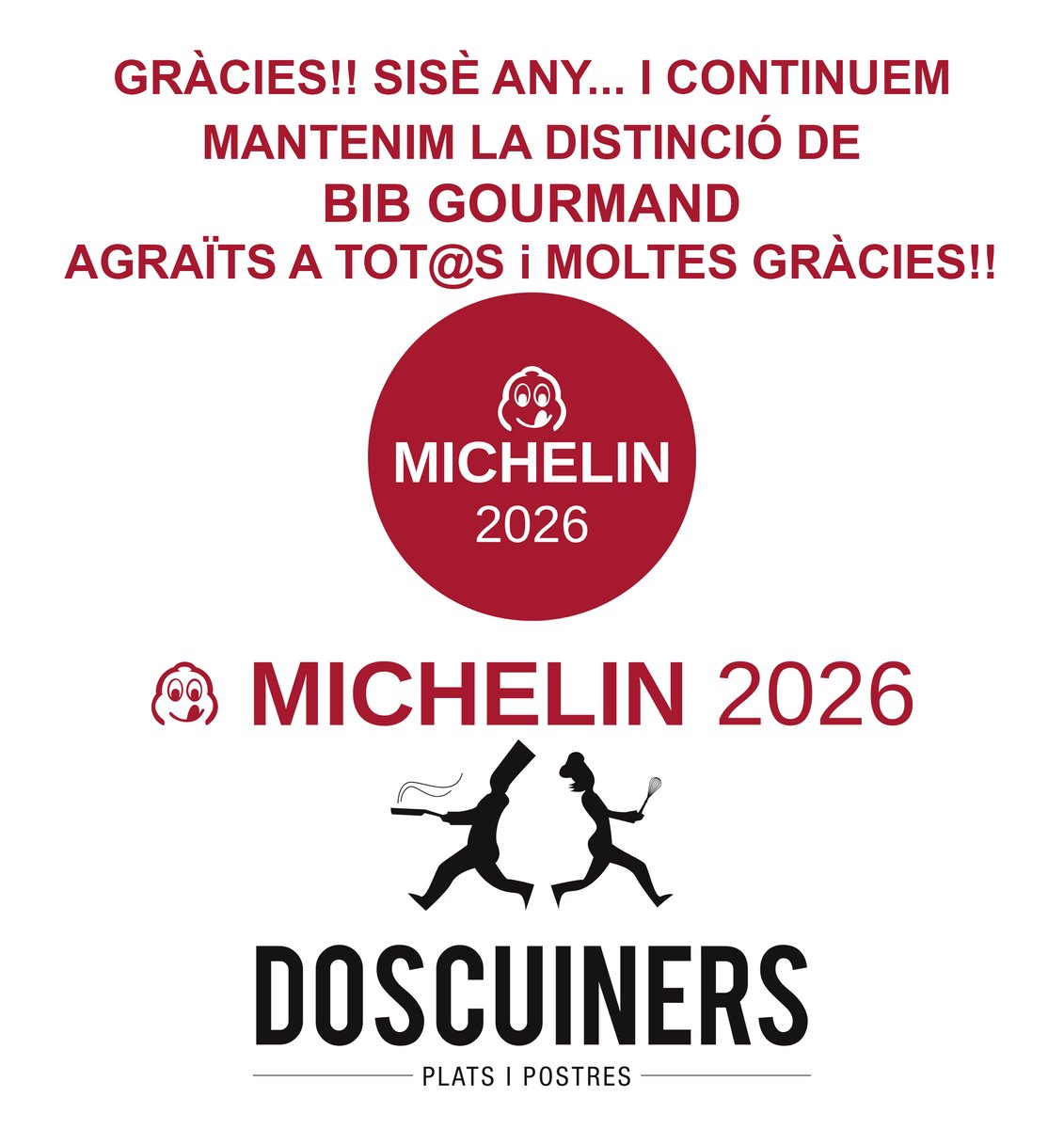 DosCuiners's tweet image. 👩🏻‍🍳SISÈ ANY CONSECUTIU😋
🍽️TENIM EL PLAER DE COMPARTIR-HO AMB VOSALTR@S🤗
👉🏻GRÀCIES @michelinguide @michelinespana
📌doscuiners.com
☎️930029093 📲609385123
-
#DosCuiners #Maresme #Mataró #Barcelona #gastronomia #Gourmet #foods #michelinguide #bibgourmand #MICHELINGUIDEES