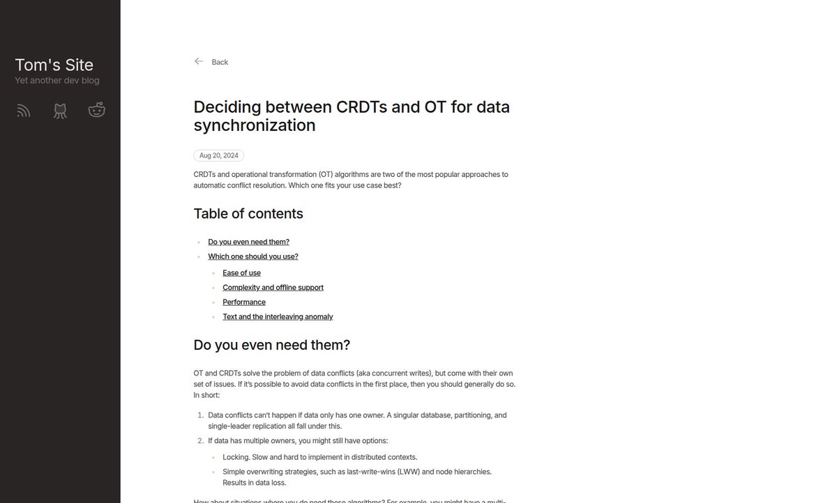 matt_zaps's tweet image. I&apos;m loving this design. It&apos;s a breath of fresh air. thom.ee/blog/crdt-vs-o…