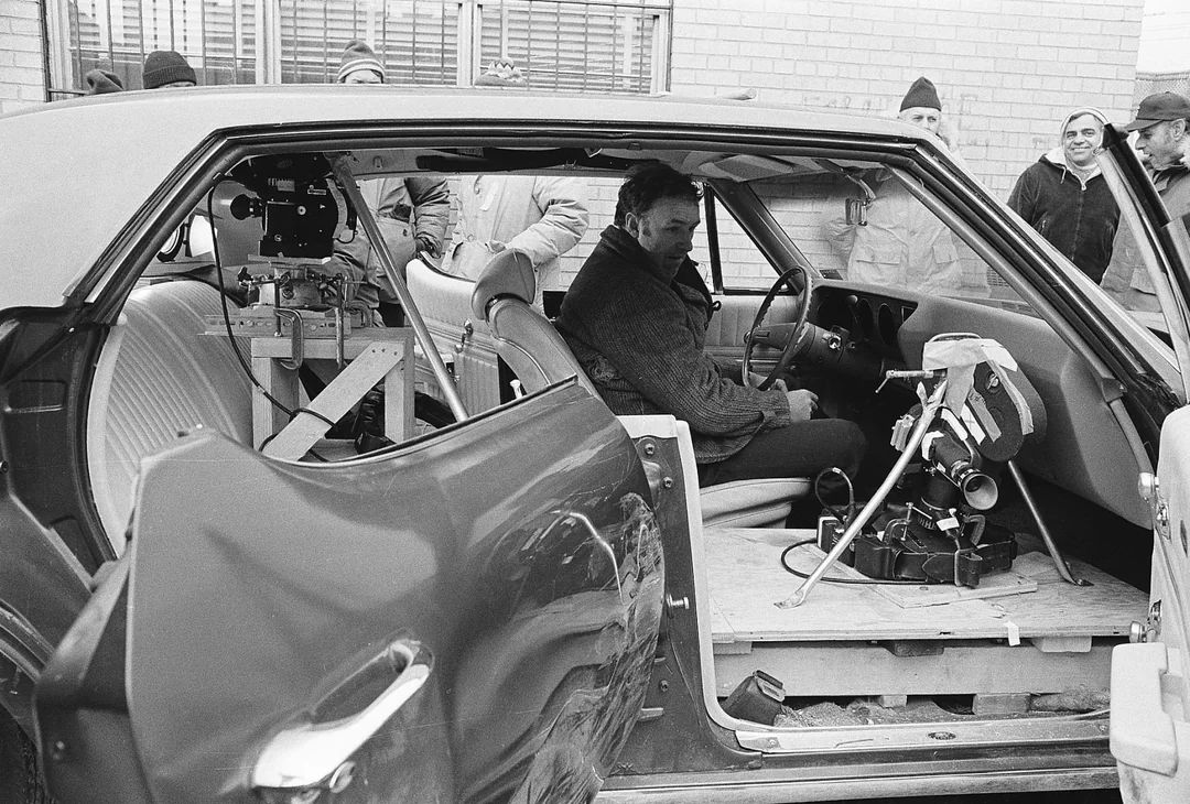 Gene Hackman gets ready to film the chase sequence in "The French Connection" (1971).