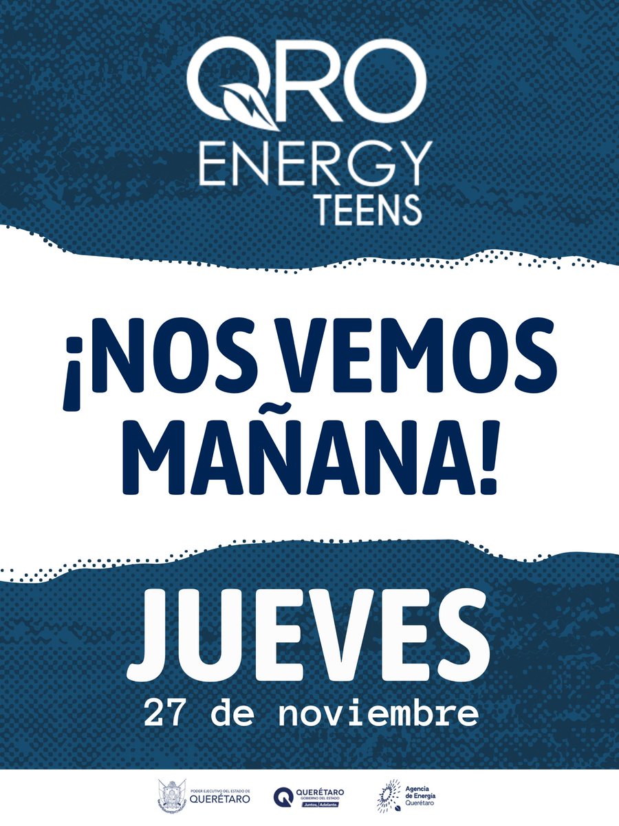 ⚡ ¡Mañana es el día! ⚡
Qro Energy Teens 2025 te espera con talleres, tecnología y mucha energía.

🎉 ¡No faltes!