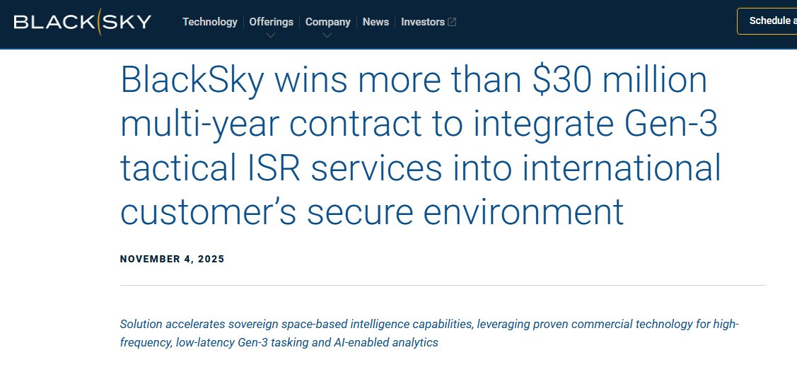 loco_dela_bolsa's tweet image. #Vantor #Maxar #Sentry $SATL #Satellogic  $BSKY 2025/11/05 #BlackSky wins more than USD 30 millioncontract to integrate Gen-3...

My guess is that the &quot;mysterious&quot; counterparty is Vantor, securing their image suppliers with AI integration.
Remember that USD 30M SATL contract?..