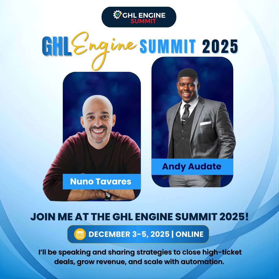 imnunotavares's tweet image. 🎟️ Summit tickets are just $3!
Join the GHL Engine Summit (Dec 3–5, 2025) and unlock proven strategies from top Go High Level experts — without breaking the bank.
Don’t miss out on this incredible value!
👉 ghlengine.com/summit-jv

#GHLEngineSummit #GoHighLevel #SaaSAgency