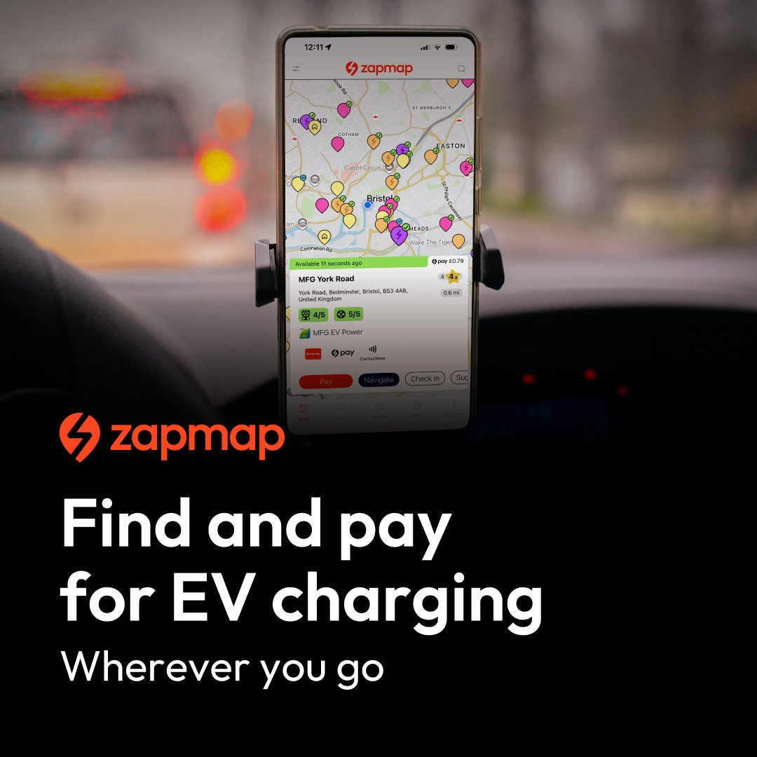 zap_map's tweet image. ⚡ Whether you&apos;re looking to charge en-route, plug-in at your destination, or find on-street charging near your home, Zapmap gives you the widest choice of chargers for your EV.
So you can find and pay for charging with confidence, wherever you go.⚡
