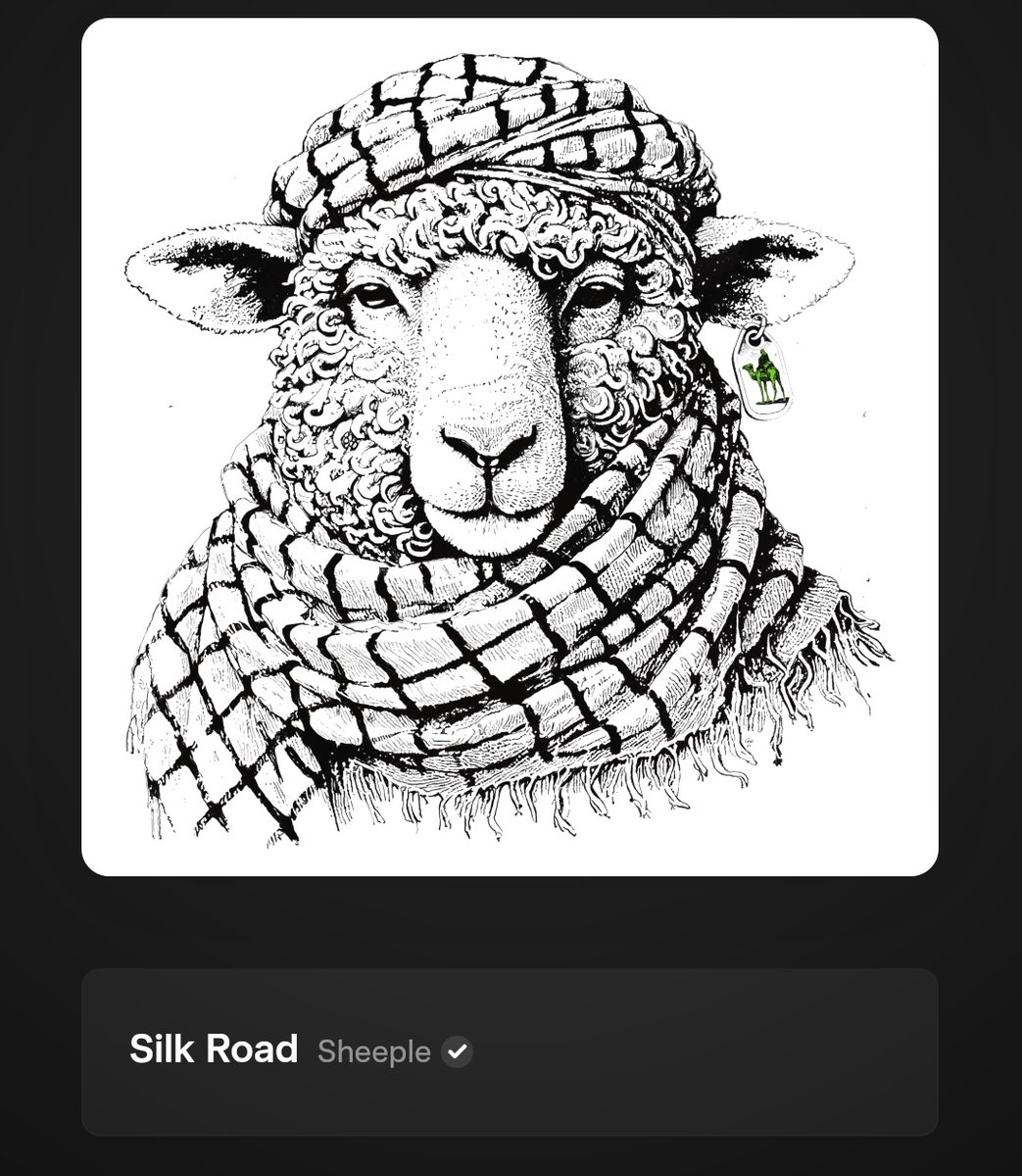 CHIP__'s tweet image. Silk road, 

Part of an anthropomorphic series that holds a mirror to humanity called Sheeple. This was the first 4mb collection in Ordinals. 🫡

 gamma.io/ordinals/inscr…