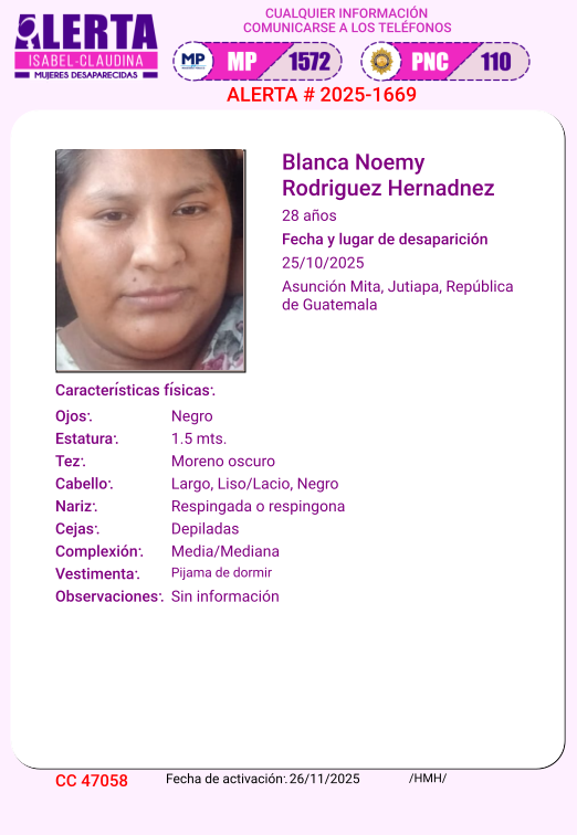 isabel_claudina's tweet photo. #AlertaIsabelClaudina
📷 Ayúdenos a encontrar a
Blanca Noemy Rodriguez Hernadnez
Cualquier información comunicarse al teléfono  📷 1572
Gracias por difundir esta información📷 https://t.co/oRQEWLCci5