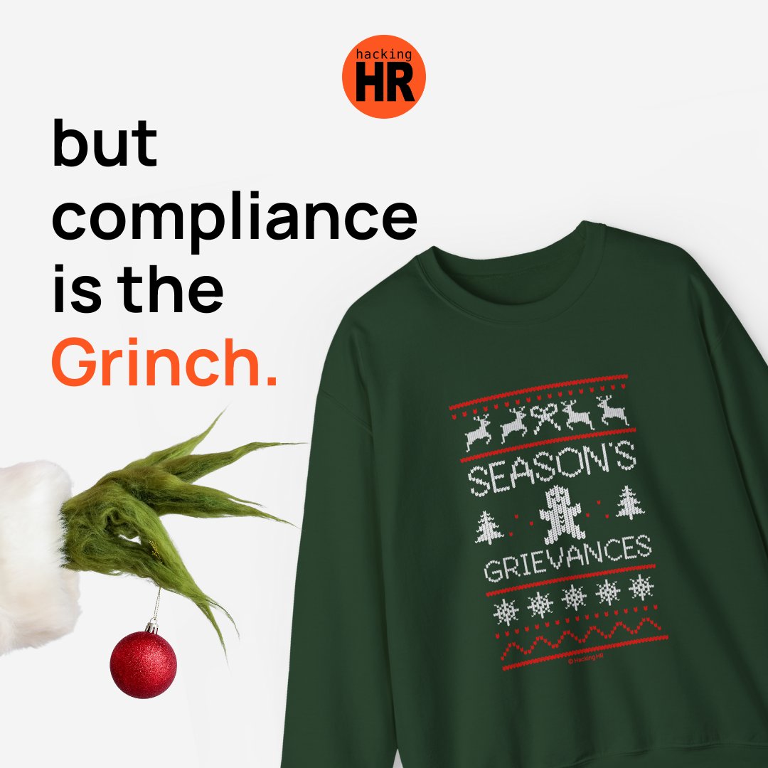 hacking_hr's tweet image. Every December, HR attempts the impossible:

✨ Spread holiday cheer
✨ Stay compliant
✨ Survive the office party
✨ And somehow approve PTO for 19 people who all want the same week off 😅

So this year, we’re embracing the chaos with our HR Ugly Christmas Sweater (Sweatshirt)…