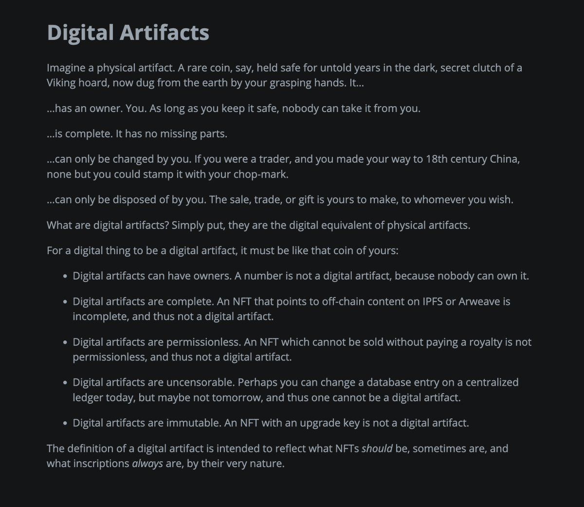 prrfbeauty's tweet image. Ordinals are digital artifacts

Relics are Bitcoin-native non-arbitrary digital artifacts, 1:1 with transactions

&quot;In another sense though, ordinals were in fact created by Satoshi Nakamoto in 2009 when he mined the Bitcoin genesis block.&quot;

Relics extends this same principle.