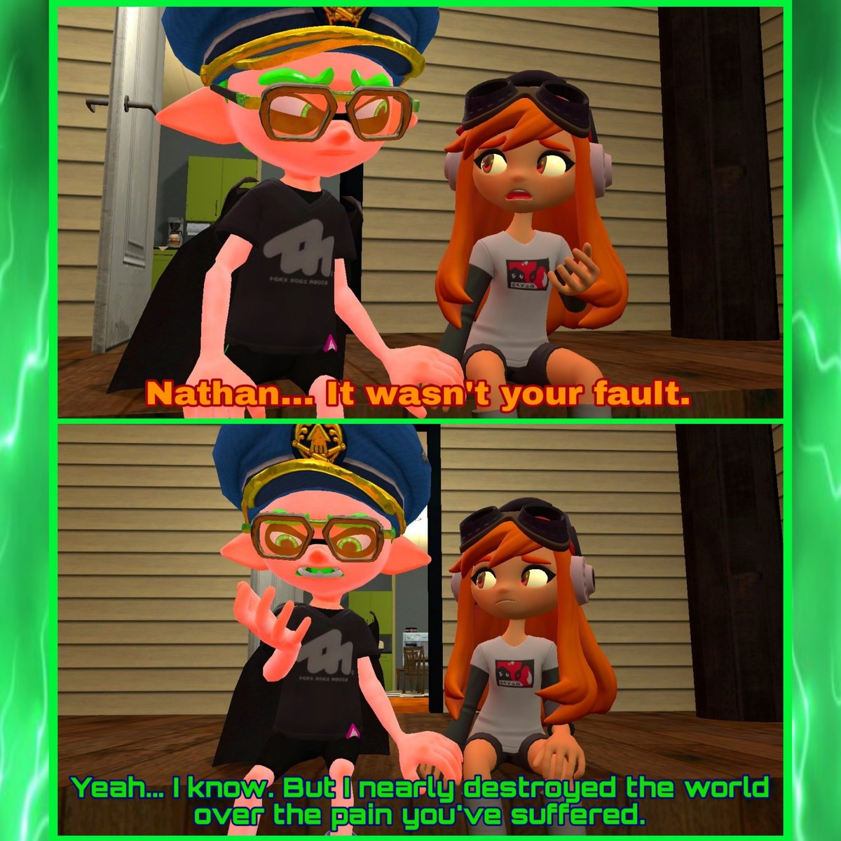 Nathan apologies to Meggy for his Puzzle Park Rampage that put the