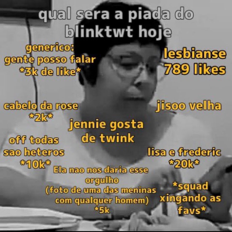 "ain, mas é brincadeira, é zoeira", gente, vocês são uns insuportáveis KKKKKKKKKKKKK

Lisa e Jennie não podem respirar do lado uma da outra que começa esse inferno, todos os dias isso, e ainda tem a camada extremista que ataca as outras por causa de shipp, se controlem, pelo amor