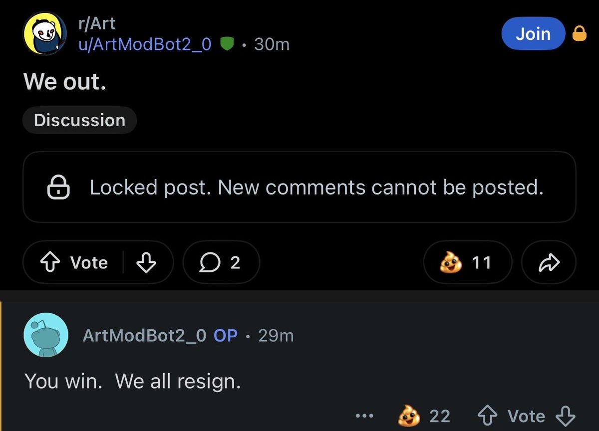 Awk20000's tweet image. The moderators of r/art have resigned form their positions after going viral for banning Hayden Clay
