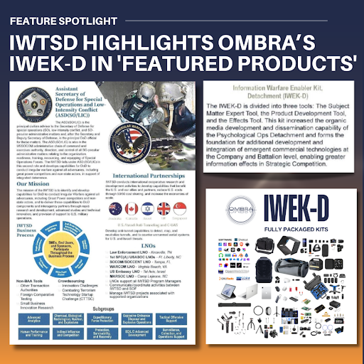 OMBRA_LLC's tweet image. Exciting news! We’re honored to have our IWEK-D Kit highlighted by IWTSD&apos;s &quot;Featured Products&quot; for its success 🎉 We’re proud to advance innovation and continue delivering cutting-edge technology to support the military. #MilitaryTech #Innovation #IWEKD