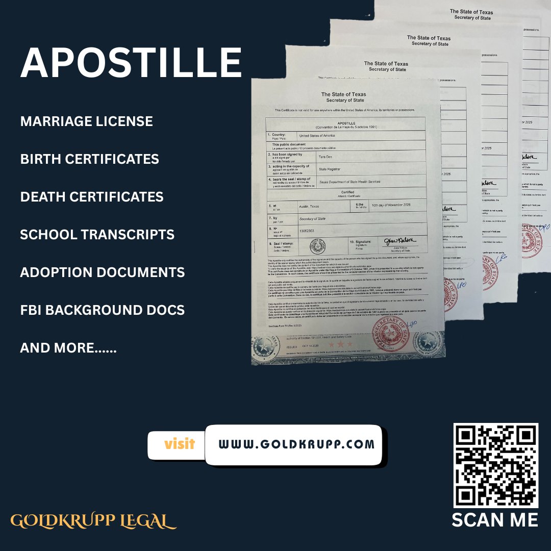 GoldkruppLLC's tweet photo. APOSTILLE SERVICE IN TEXAS

https://t.co/Gs3rzOQDvO https://t.co/4pclzyTfIB