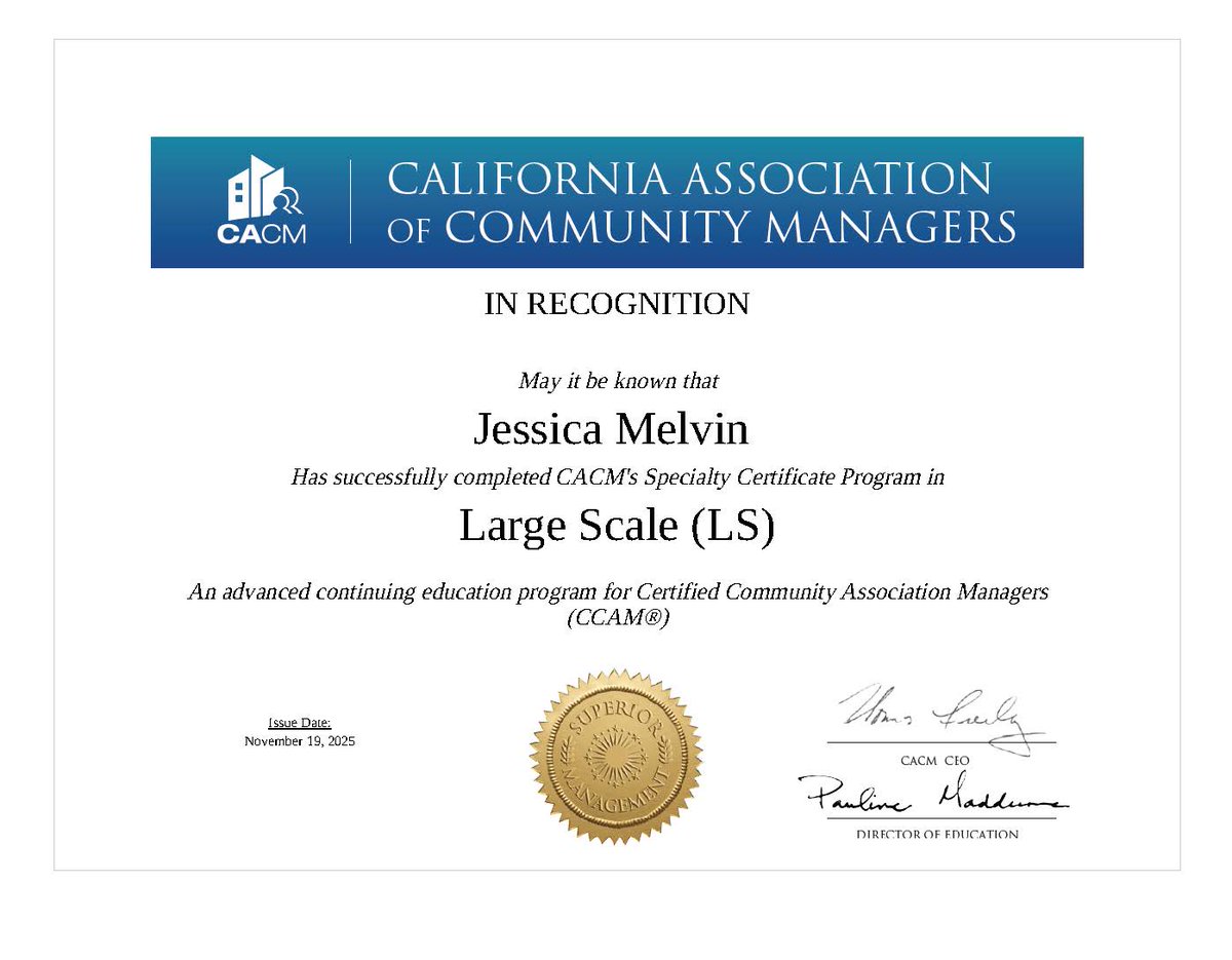 CACMchat's tweet image. 💛 Feeling grateful this week as we celebrate Jessica Melvin for officially becoming a #CaliforniaCertified Community Manager!

Jessica, your commitment to excellence makes our community stronger every day. Way to go!🙌

#CACM #CCAM #Gratitude #CommunityExcellence