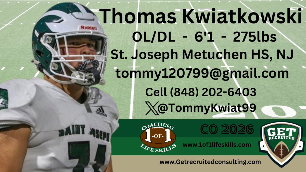 Get__Recruited's tweet image. Thomas Kwiatkowski - CO 2026 - DL/OL - 6&apos;1, 275lbs - Tough, athletic, explosive, &amp;amp; great in space. St. Joseph Metuchen HS, NJ - Profile: app.productiverecruit.com/profile/thomas…… @TommyKwiat99 @1of1lifeskills @SaintAnselmFB @FrostburgFBALL @NDCFB @ConcordFootball @GSCFootball