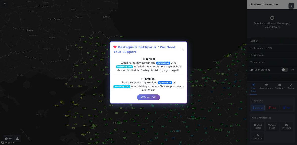 wstatmap's tweet image. 🌡 Türkiye Güncel Sıcaklık Haritası 2025-11-27 00:30
İşte ülke genelindeki son sıcaklık dağılımı! 📊
🔍 Detaylar ve daha fazlası için:  wstatmap.com #weather #map