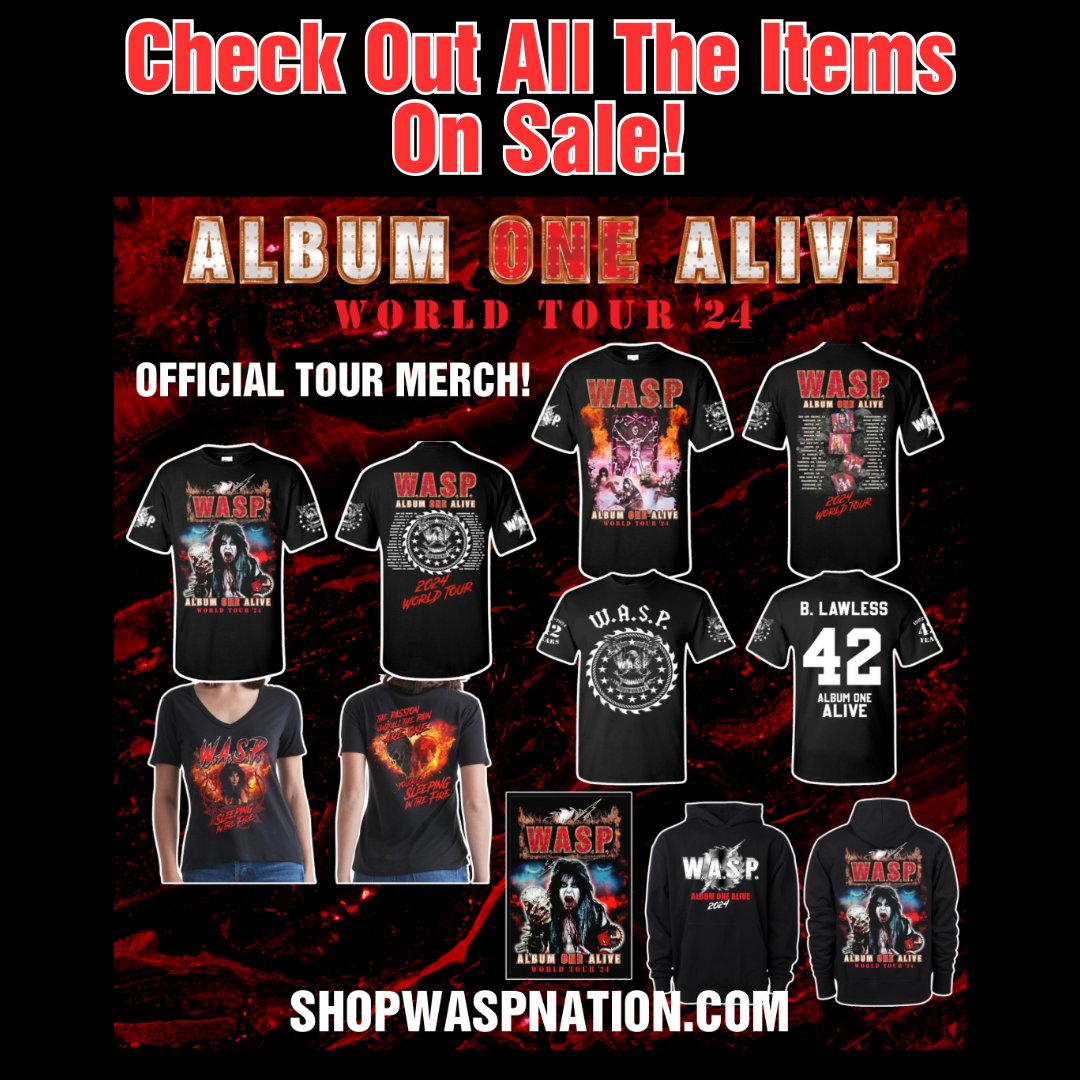 WASPOfficial's tweet image. W.A.S.P. Album ONE Alive 2024 US tour merchandise on sale!

Shop: waspnation.myshopify.com
