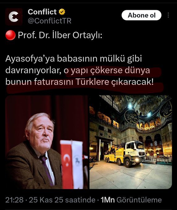 O zaman şunumu anlıyoruz : Ayasofya 91 yıl boyunca Hıristiyanları kızdırmamak için müze yapıldı !