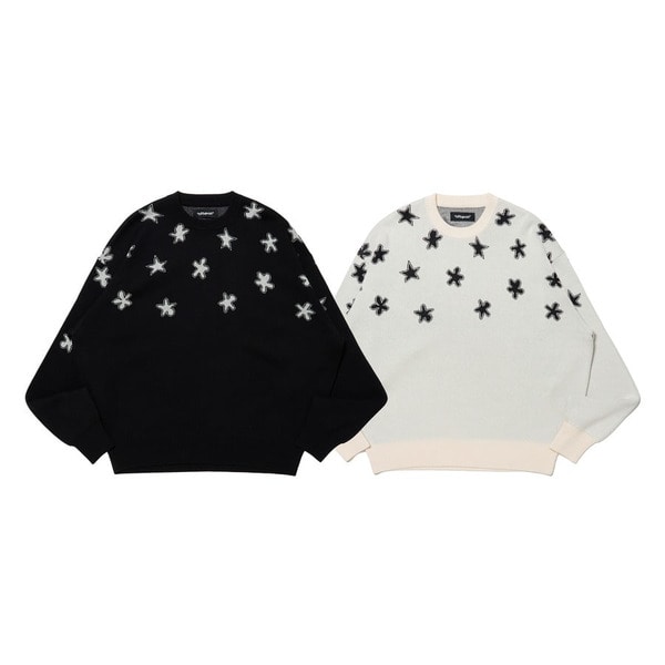 vertical_garage's tweet image. 【*p(R)ojectR®】
2025 FALL/WINTER COLLECTION DELIVERY 02 

■ITEM LINE-UP
Scattered Characters Knit
PRICE:￥16,500
COLOR：White/Black
SIZE：S/M/L/XL

着用サイズM
スタッフ身長160cm

【ONLINE】
 verticalgarage.jp/projectr 

#THERAMPAGE #projectr
@therampagefext 
@projectr___