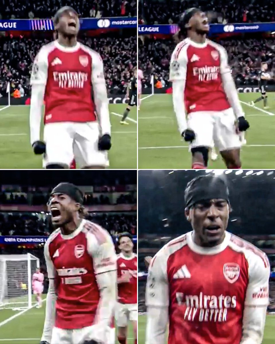 The passion from Noni Madueke after scoring his first Champions League goal 😤