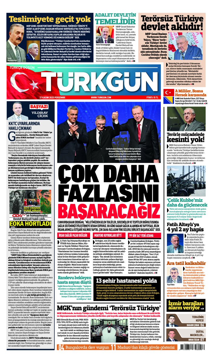 Gazetemizin 27 Kasım 2025 Perşembe baskısını inceleyebilirsiniz... #Türkgün #turkgungazetesi