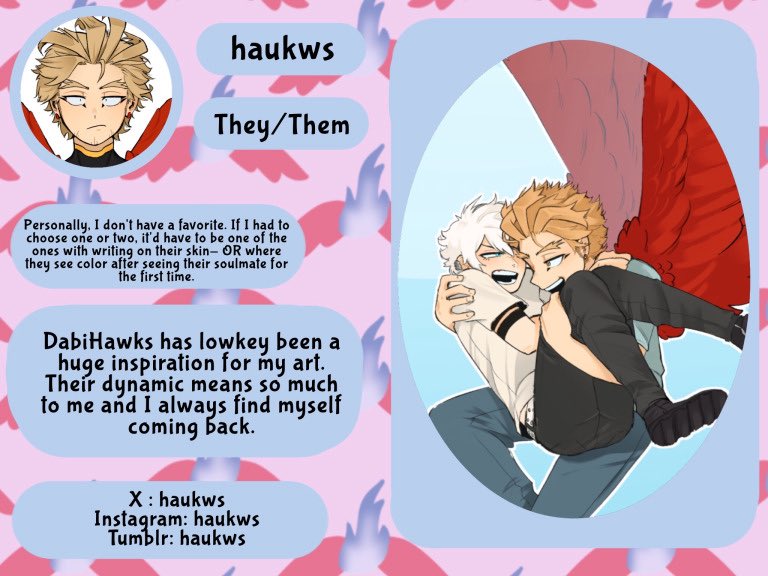 HawkToAFlame's tweet image. Introducing one of our lovely guest artists Haukws!