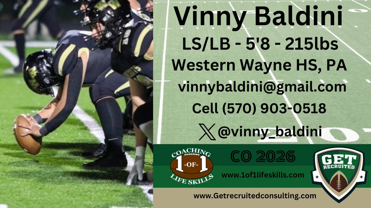 Get__Recruited's tweet image. Vinny Baldini - CO 2026 - LS/LB - 5&apos;8, 215lbs - 4.0 GPA - Great snapper, athletic, and strong. Western Wayne HS, PA. Profile:   app.productiverecruit.com/profile/vinny-……  @vinny_baldini @1of1lifeskills @Get__Recruited @CCSUFootball @DuqFB @LIUSharksFB @RMU_Football @RedFlashFB @StonehillFB