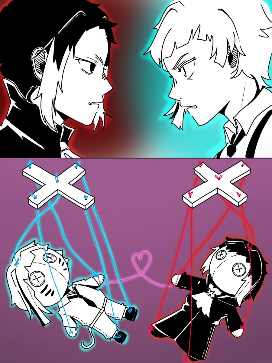 lucyps_art's tweet image. Day 3: Control

Rather than the NSFW part of the prompt, I decided to represent the way in which both Atsushi and Akutagawa are somehow getting “controlled” by the circumstances in their story, who knows by what, but their similarities go further… 
#sskkweek2025 #sskk #bsd