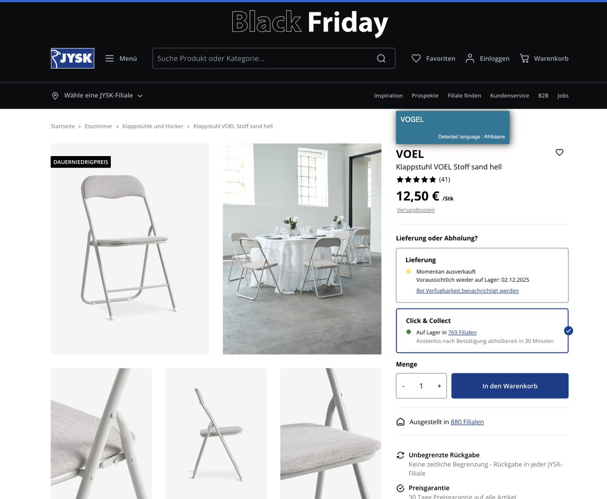 VOEL adli sandalyeyi almanyada 12,50 € ya satan jysk türkiyede ayni ürünü 1350 (27,44 €)Tl ye satiyor. jysk türk tüketicilerini fena öpüyor. :)