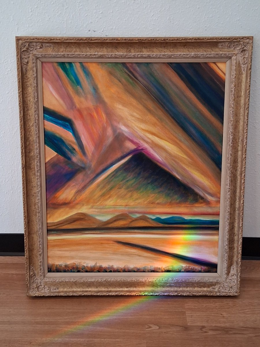 ljtabor's tweet photo. Painting, waiting to be hung caught the light just right. https://t.co/fStTD9AlSZ
