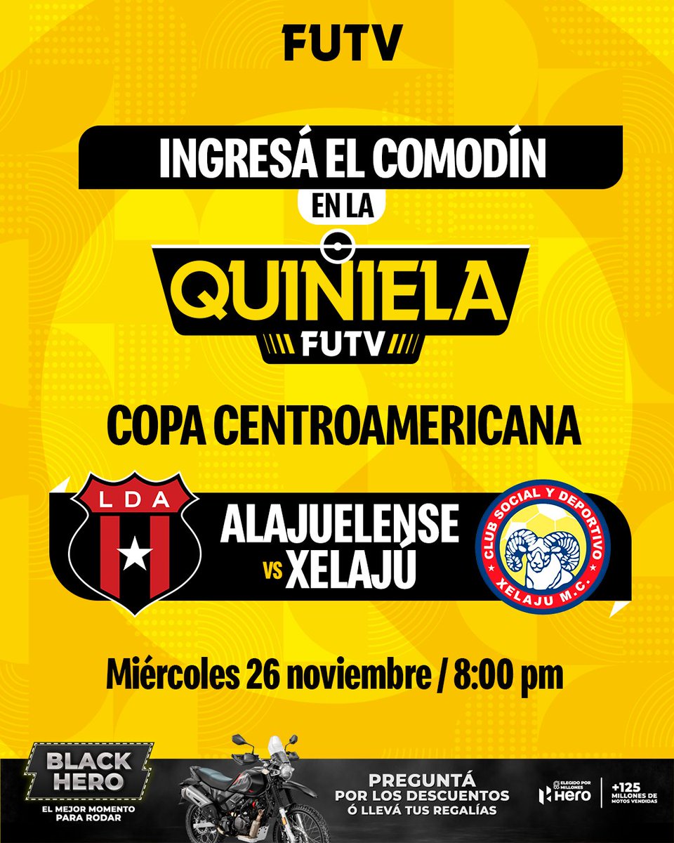 FUTVCR's tweet image. Ingresá ya el comodín Hero en la #QuinielaFUTV😃⚽

🔗quiniela.futvcr.com/comodin